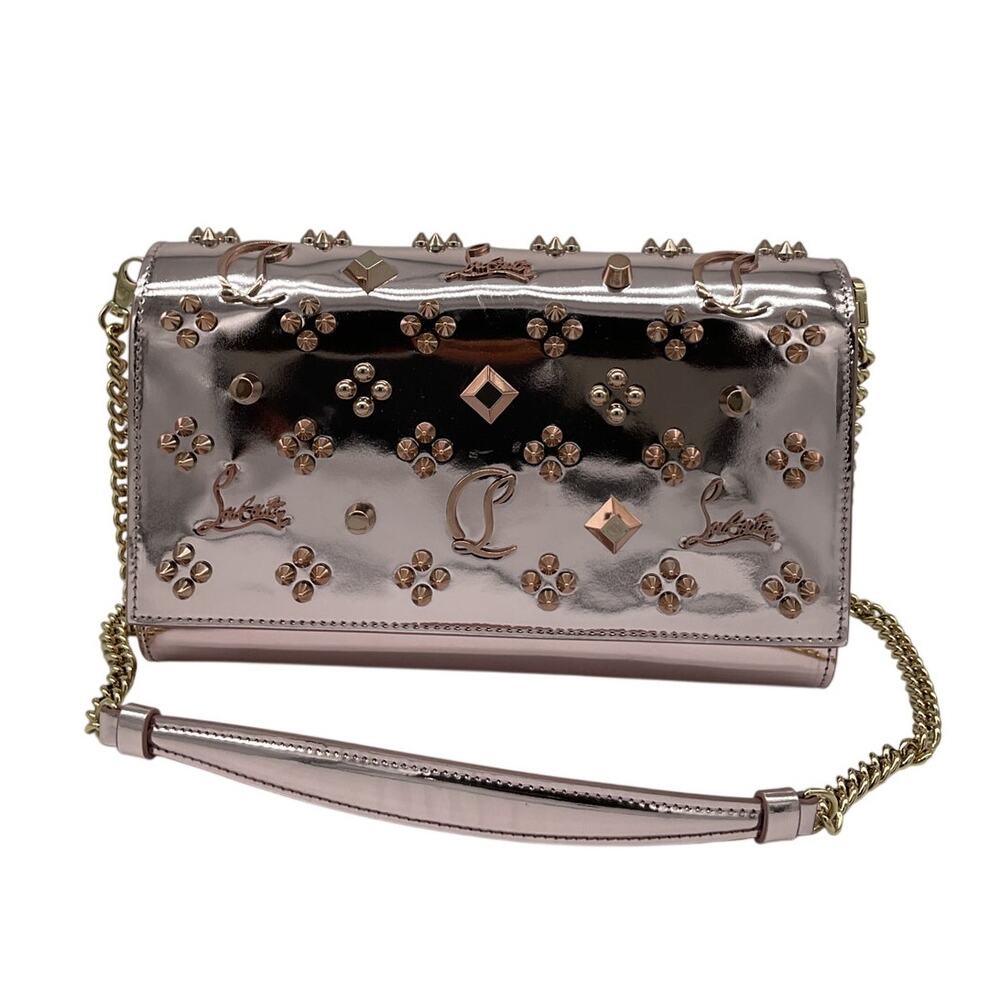 Christian Louboutin Studded Pink Paloma Clutch Bag - Picture 2 of 8
